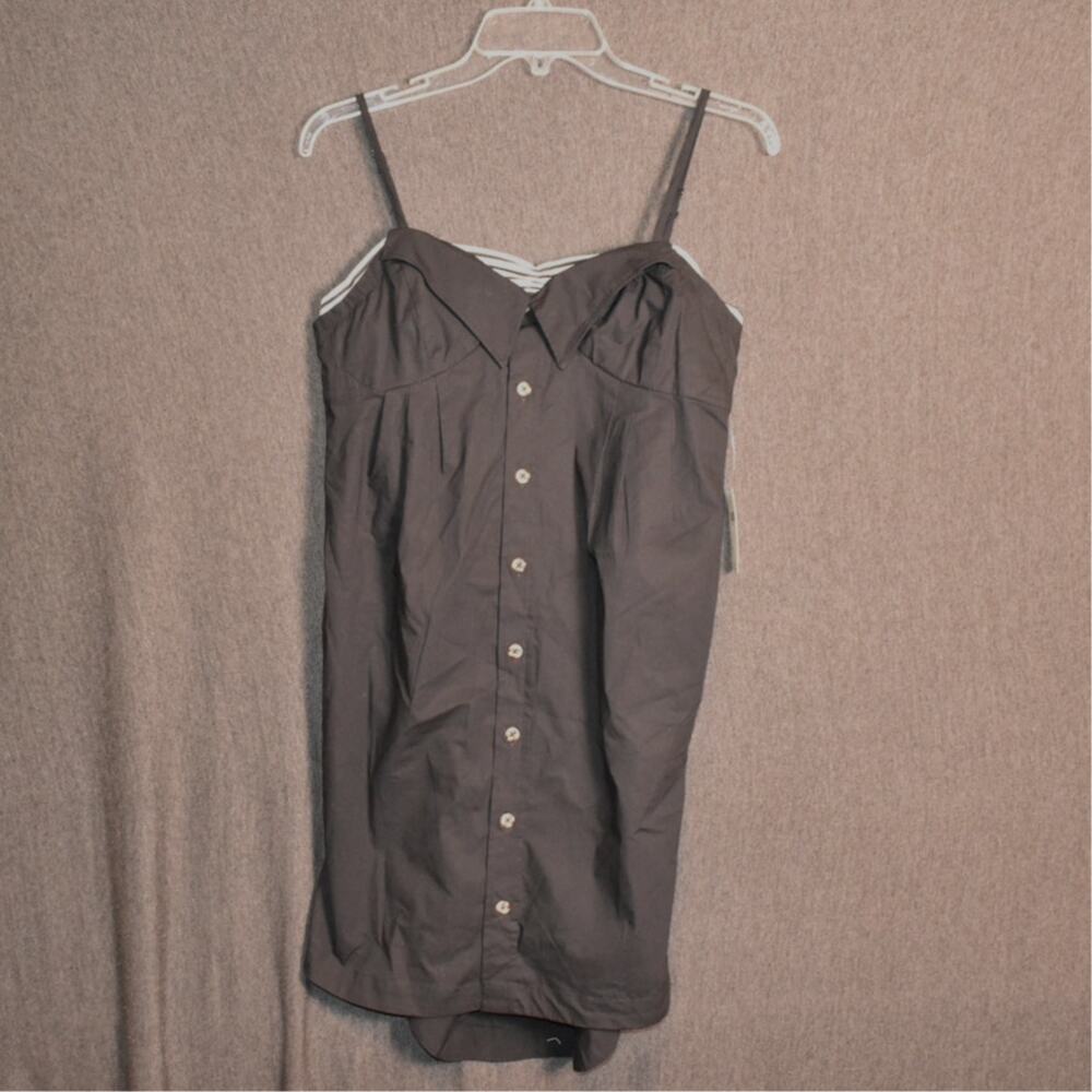 NEW MAEVE by Anthropologie Women's XS Button Front Poplin Black Mini Dress
